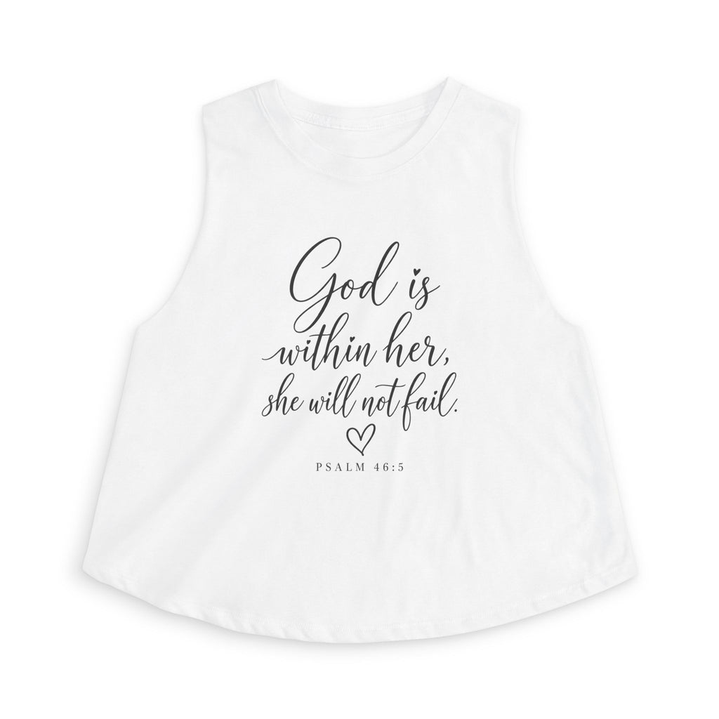 Crop Top — "God is within her, she will not fail" Psalm 46:5 Inspirational Christian Tank