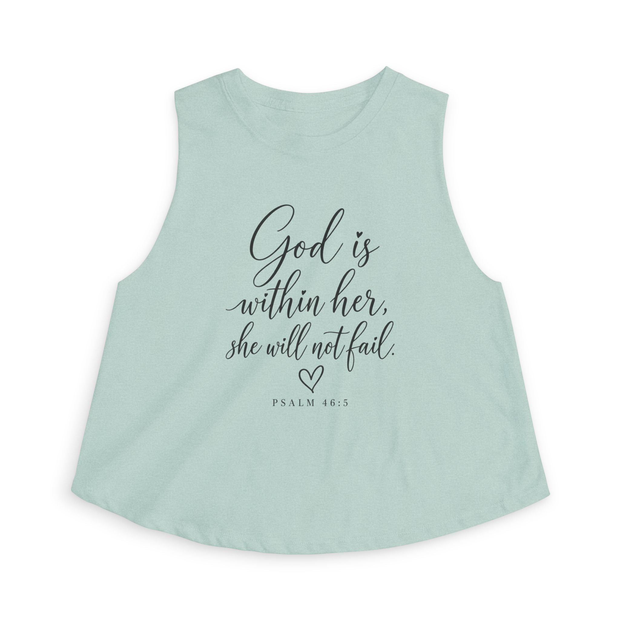 Crop Top — "God is within her, she will not fail" Psalm 46:5 Inspirational Christian Tank