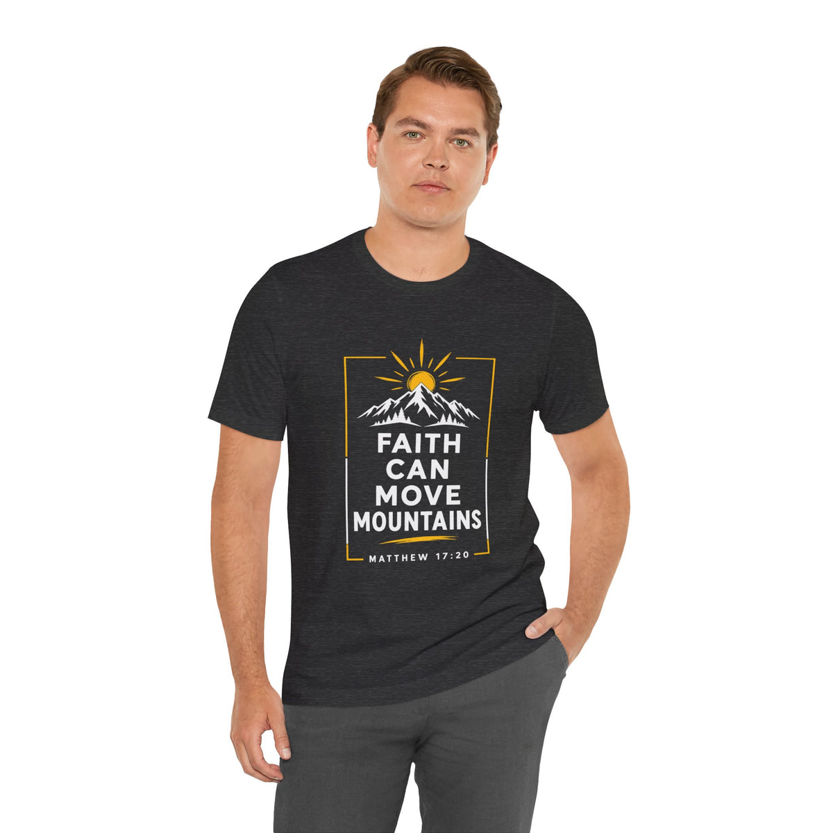 Faith Can Move Mountains T‑Shirt — Matthew 17:20 Inspirational Christian Tee