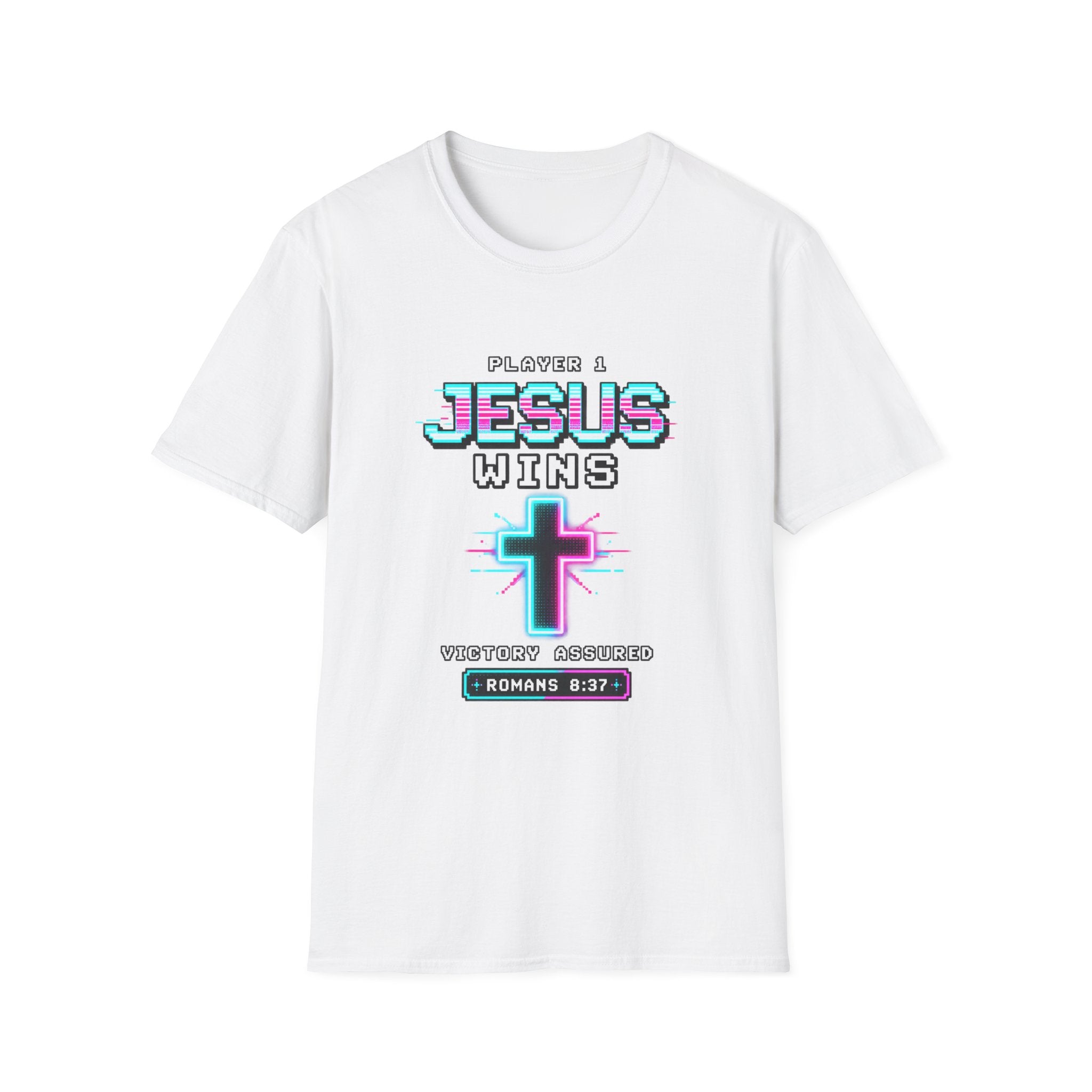 Player 1 Jesus Wins T-Shirt | Christian Cross Retro Gaming