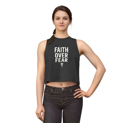 Faith Over Fear Crop Top – Christian Faith Muscle Tank with Cross