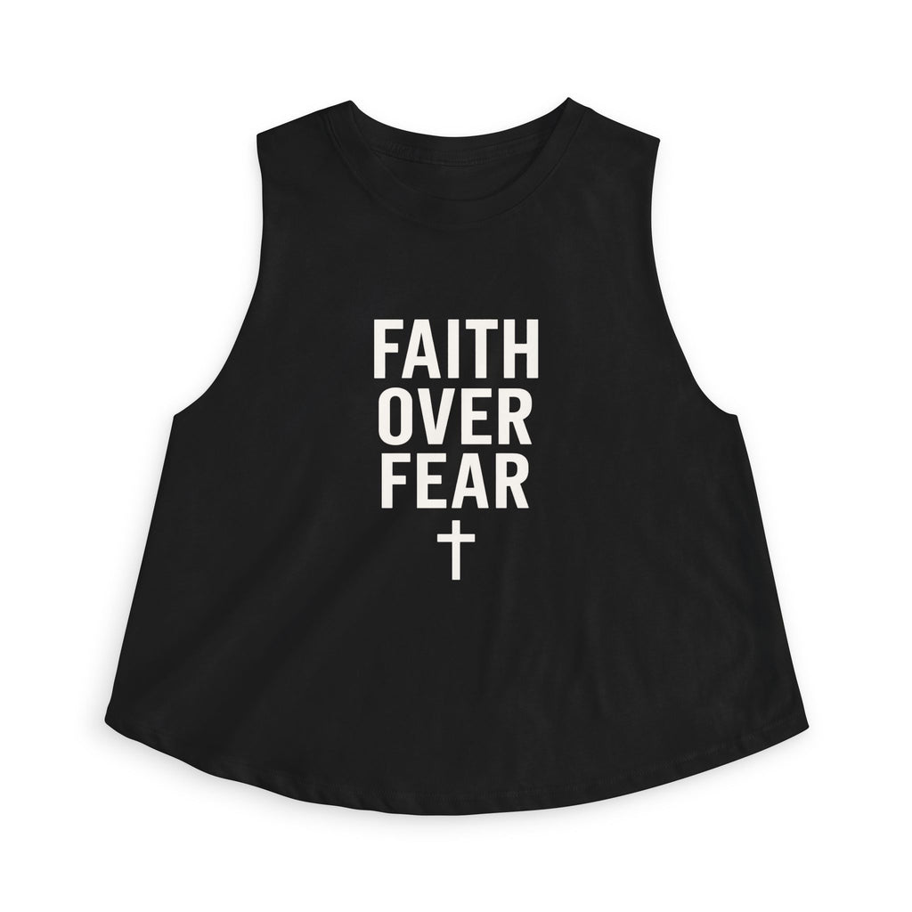 Faith Over Fear Crop Top – Christian Faith Muscle Tank with Cross