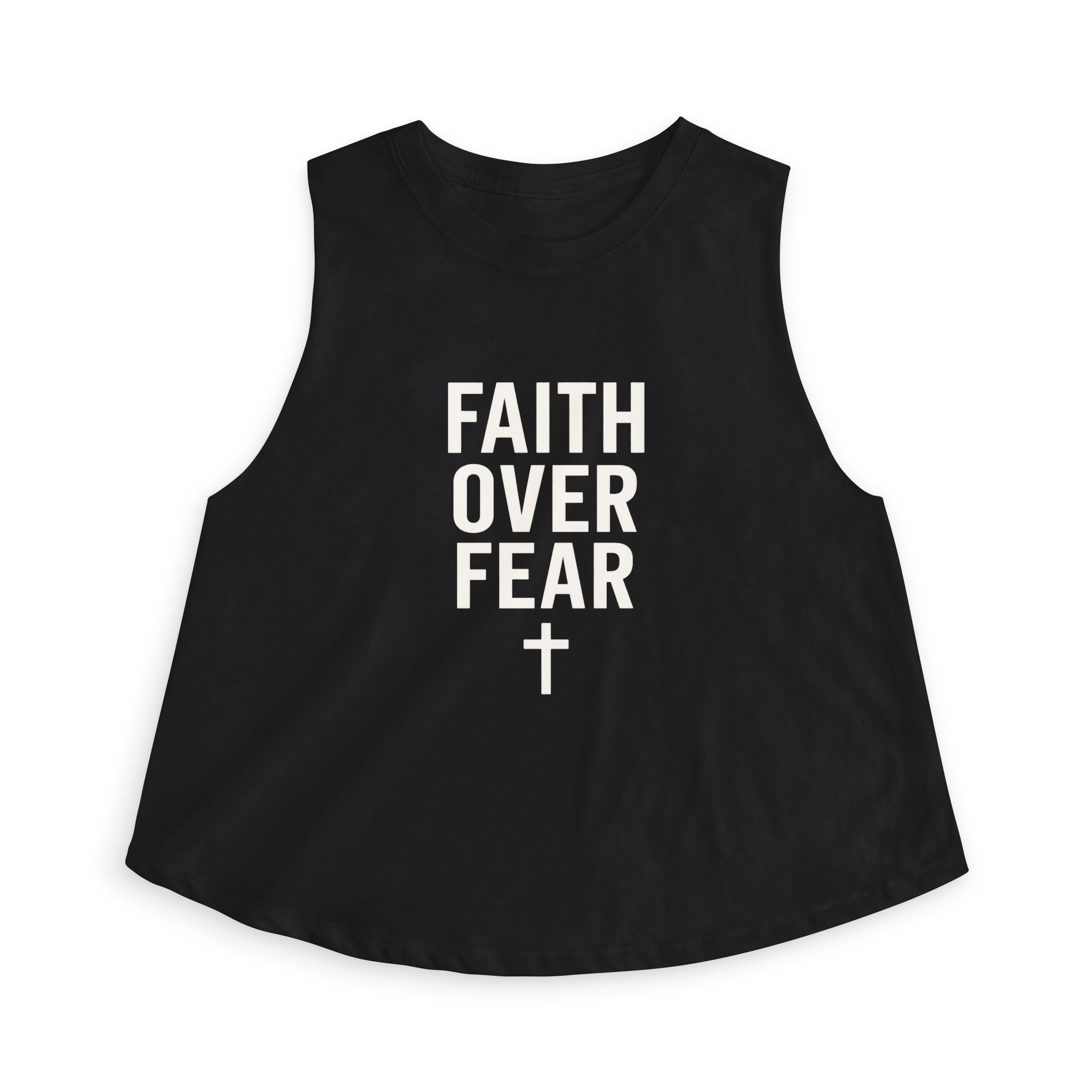 Faith Over Fear Crop Top – Christian Faith Muscle Tank with Cross