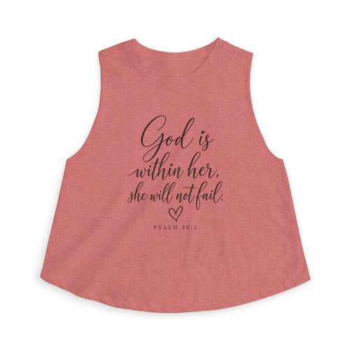 Crop Top — "God is within her, she will not fail" Psalm 46:5 Inspirational Christian Tank